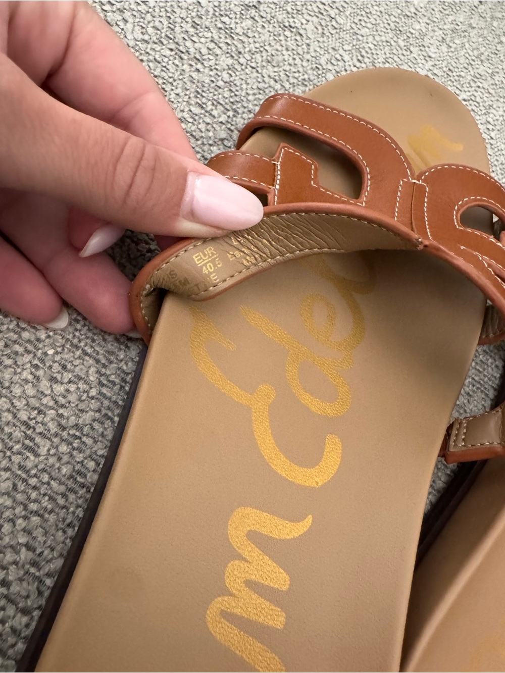 Sam Edelman Cognac Leather Nettie Slide Sandals - Picture 4 of 5
